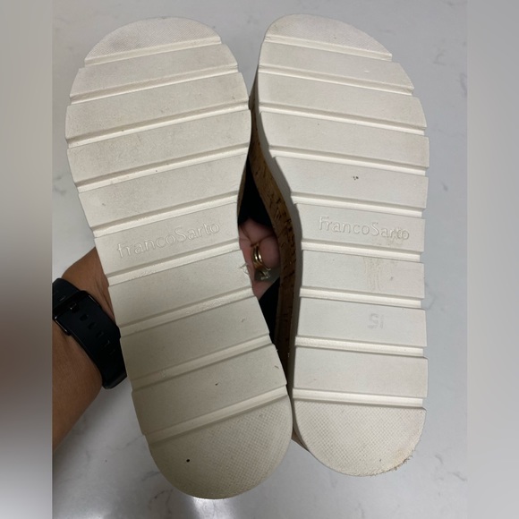 Franco Sarto Women’s Ankle Strap Cork Black Leather Sandals - 7M L-FAE - Picture 15 of 16